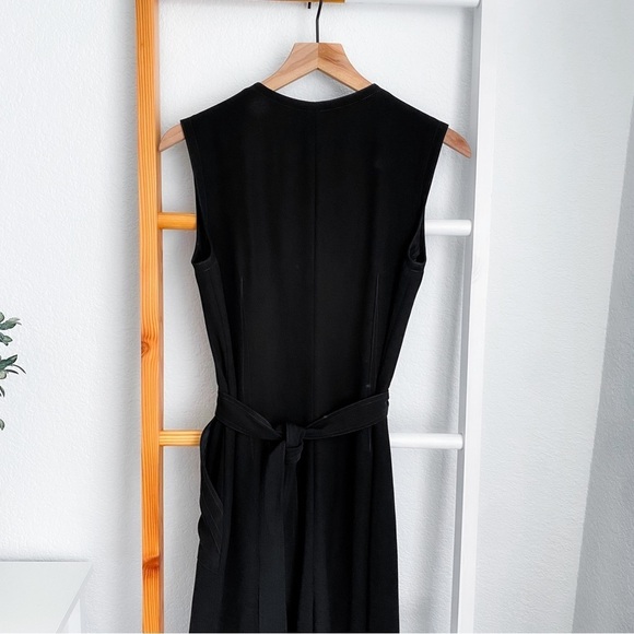 Yigal Azrouel Jumpsuit Front Zip Belted Black Sleeves Wide Leg Women’s 3 - Picture 4 of 12